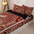 thumbnail image 3 of Homewish Vintage Boho Paisley Zipper Full Size Comforter Sets with Fitted Sheet and 2 Pillowcases,Bohemian Exotic Style Zipper Bedding Set,Red,Black Reversible,4pcs, 3 of 8