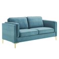 thumbnail image 2 of Modway Kaiya Performance Velvet Sofa in Sea Blue, 2 of 10