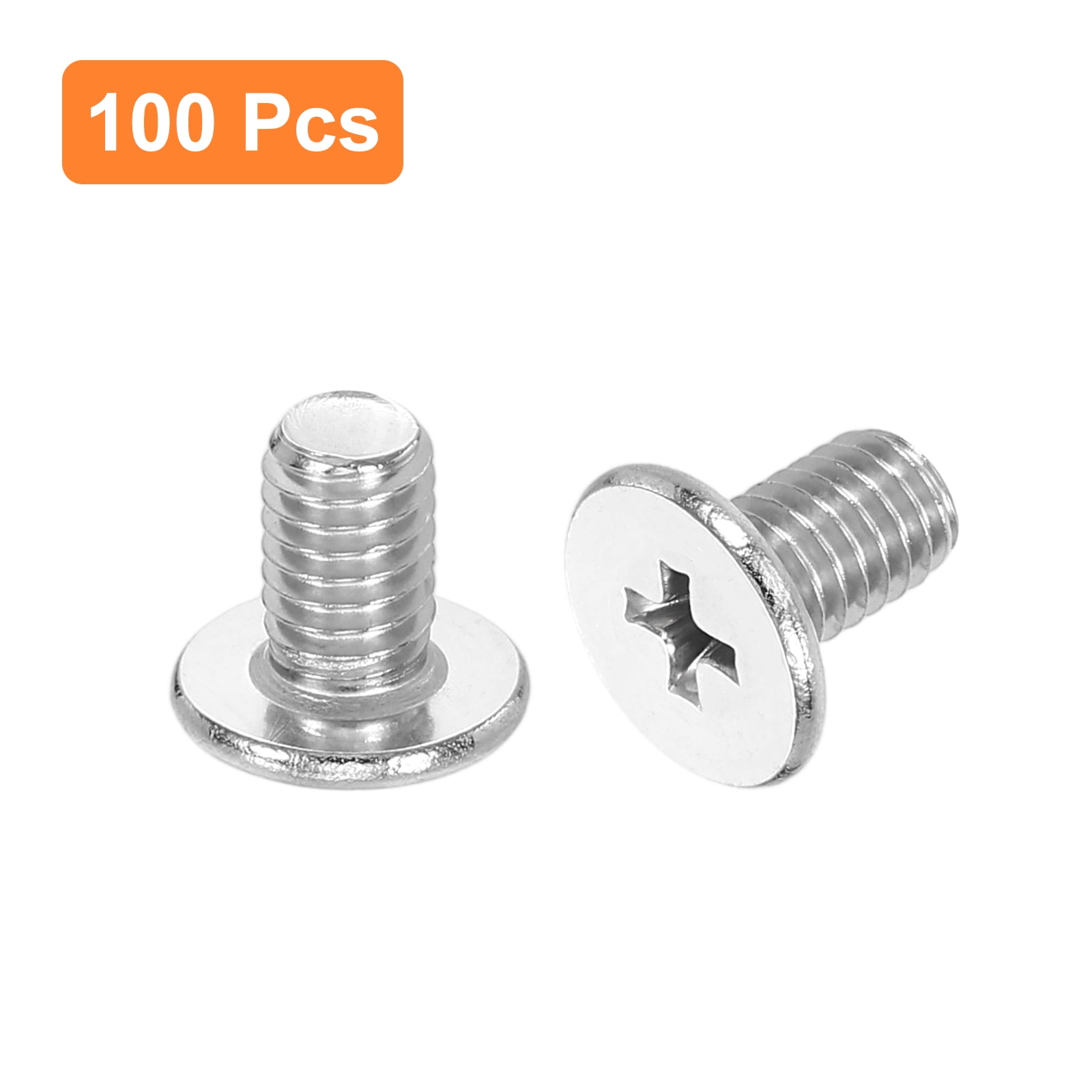 M6-1 x 10mm 100Pack Metal Flat Round Head Screws Phillips Drive Machine Bolt
