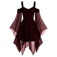 thumbnail image 1 of Robe Patchwork en Chiffon pour Femmes Style Rétro Couleur Unie Manches Trompette Longue Robe Jeu de Rôle Longueur Vintage Médiévale Robe Gothic pour Femmes Robe pour Femmes (Taille : 3TG), 1 of 5