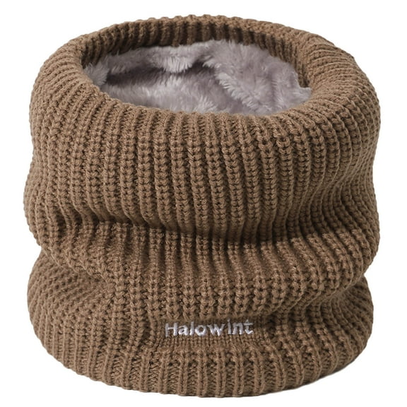AWZXDE Women's Winter Thick Knit Solid Color Lined Neck Warmer - Soft Scarf Alternative for Chilly Weather & Cozy Comfort Khaki,One Size