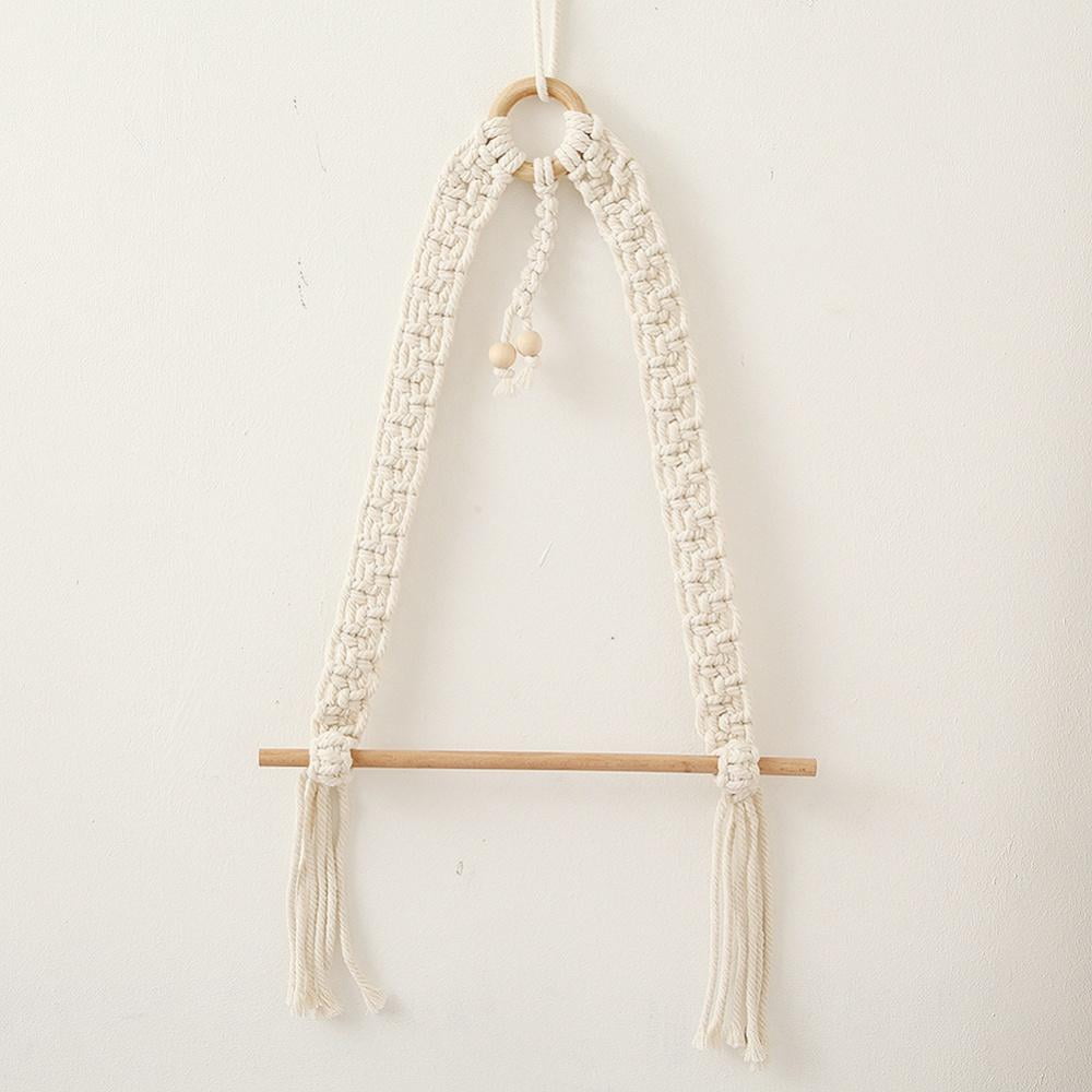 Nature Wooden HandMade Cotton Rope Boho Paper Towel Holder Kitchen