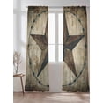 thumbnail image 2 of Western Texas Star Barn Sheer Curtains 108 Inch Long 2 Panels, Rustic Retro Wood Grain Light Filtering Rod Pocket Semi Sheer Curtains, Sheer Voile Drapes for Living Room Bedroom, 52"x108", 2 of 5