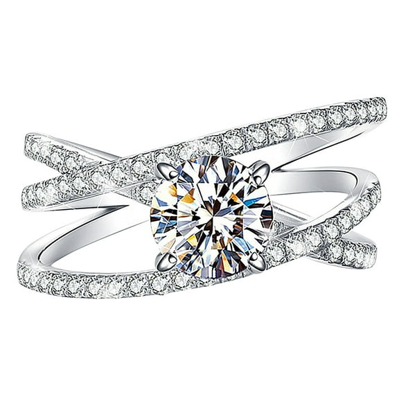 Guodhu Twisted Created Moissanite ,Simulated Diamond Ring Infinity Engagement Promise Ring for Women Fine Jewelry Gifts for Her Mom Women Wife