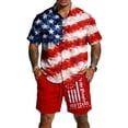 thumbnail image 2 of Youpwaven Men's 250th Anniversary Patriotic Outfit Set, Commemorative Short Sleeve Button Down Shirt & Mesh Shorts, 2-Piece USA Flag Celebratory Suit, 2 of 6