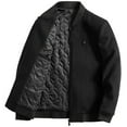 thumbnail image 4 of SWSMCLT Men's Wool Coats Quilted Bomber Jackets Long Sleeve Slim Fit Cozy Pocket Casual Jackets Spring Fall Top Thick Warm Black Medium, 4 of 5