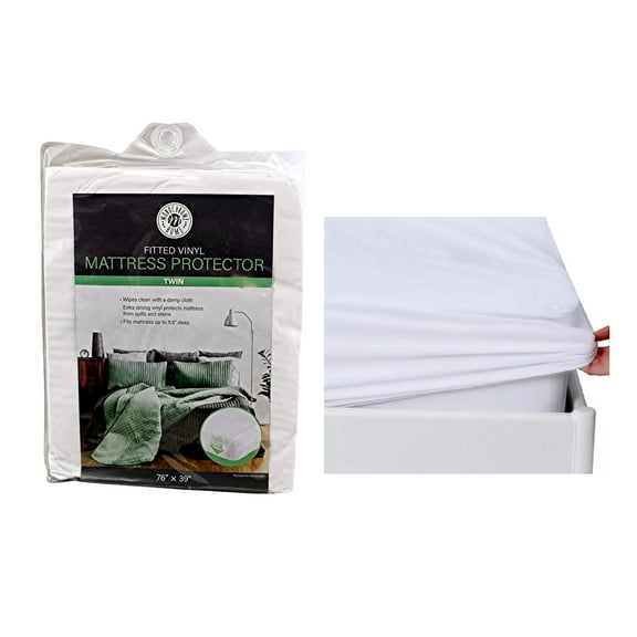 Dependable Industries Twin Size Vinyl Waterproof Mattress Protector, Fitted, Breathable, Bed Wetting Protection