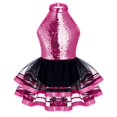 thumbnail image 1 of Teens Girls Sleeveless Ballet Leotard Dress Sparkly Sequin Backless Mesh Princess Tutu for Birthday Party Stage Performance4 Gong Bohan LED, 1 of 2