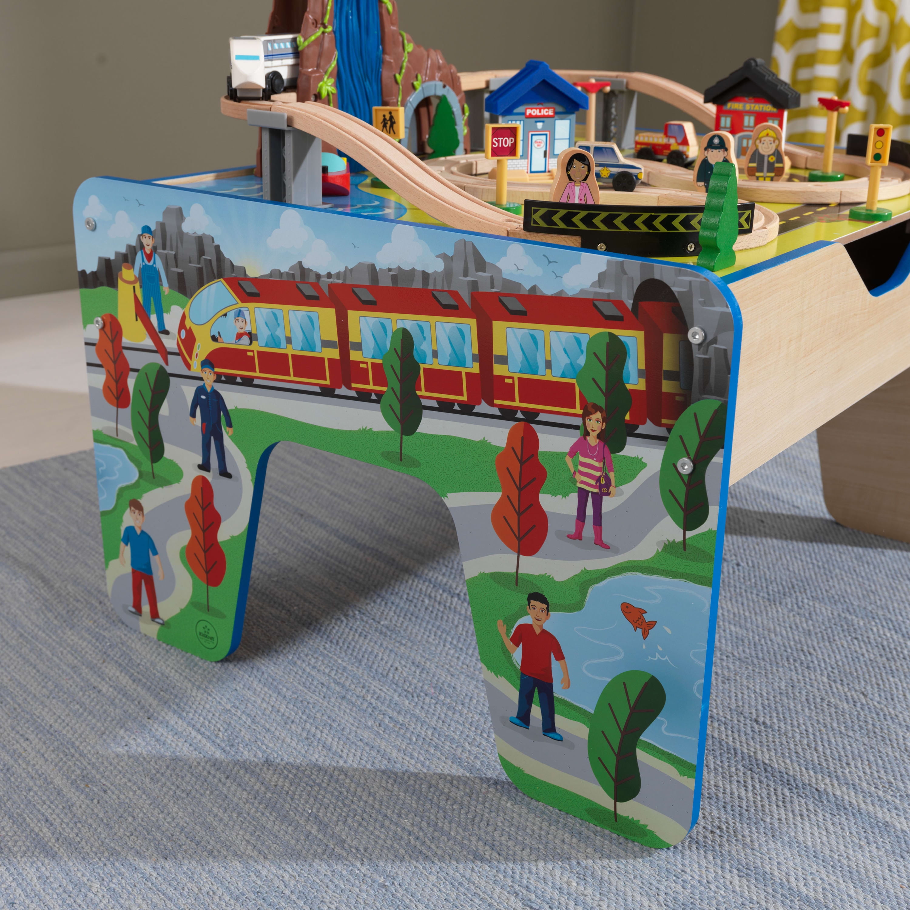 Kidkraft rapid waterfall train set & sales table with 48 accessories included