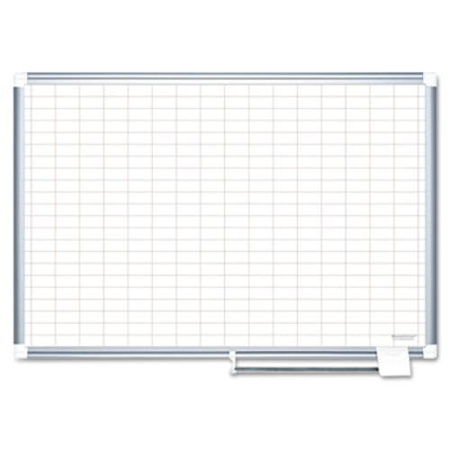 Bi-Silque Visual Communication MA2792830 Grid Planning Board, 1 X 2 Grid, 72 X 48, White/silver