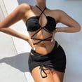 thumbnail image 2 of Sngxgn Women's High Waisted Bikini Twist Front Tie Back 2 Piece Swimsuits(Black,L), 2 of 5