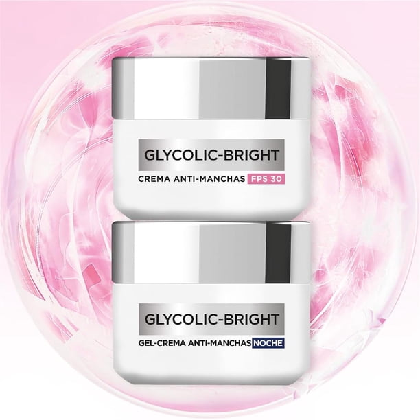 Kit Crema Día y Noche L'Oréal Paris Glycolic Bright Anti-Manchas Ácido Glicólico Niacinamida