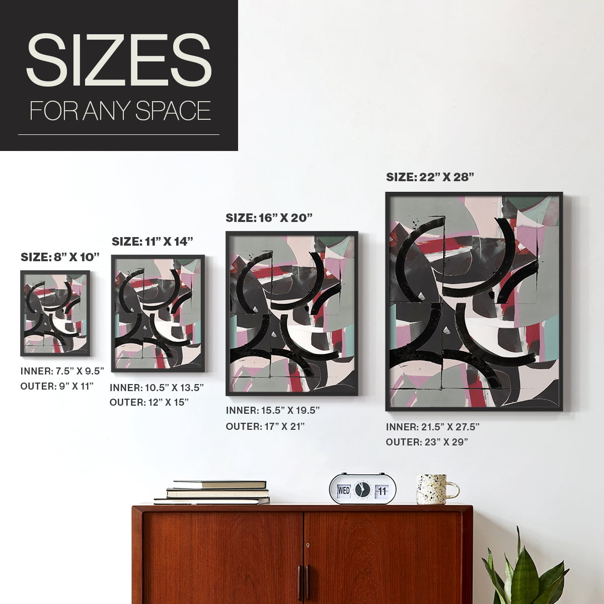 Cartissi Space II Framed Print in Black Solid Wood Framed Print No Nail Hanging
