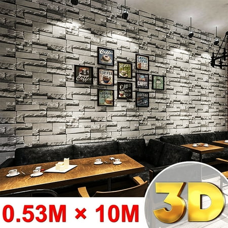 Home Design 3d 57sq.ft/393.7'' x 21'' 3D Effect Brick Stone Wallpaper Sticker Textured Removable Waterproof for Home Design and Room Decoration, Super Large Size DIY Stickers 3D sticker ()