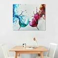 thumbnail image 3 of Nawypu Blue &amp; Red Wine Glass Collisions Canvas Art  | Modern Kitchen &amp; Dining Room Decor | Abstract Wine Cup Painting | Contemporary Bar &amp; Living Room Wall Art | Large Framed Canvas Print, 3 of 5