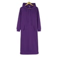 thumbnail image 5 of DondPO Maxi Dress for Women Hoodie Dress Women's Loose Hooded Long Dress Padded Sweatshirt Casual Fashion Dress Large Pocket Dress Casual Dresses Long Sleeve Dress Purple Dress L, 5 of 8