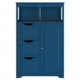 "Alden Design Navy Blue Wooden Bathroom Floor Standing Storage Cabinet ...
