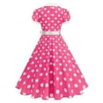 thumbnail image 3 of Hvyesh Women 1950s Rockabilly Swing Dress Vintage Tea Dress Polka Dot Short Sleeve Cocktail Party Dress Work Church Casual Dress, 3 of 8