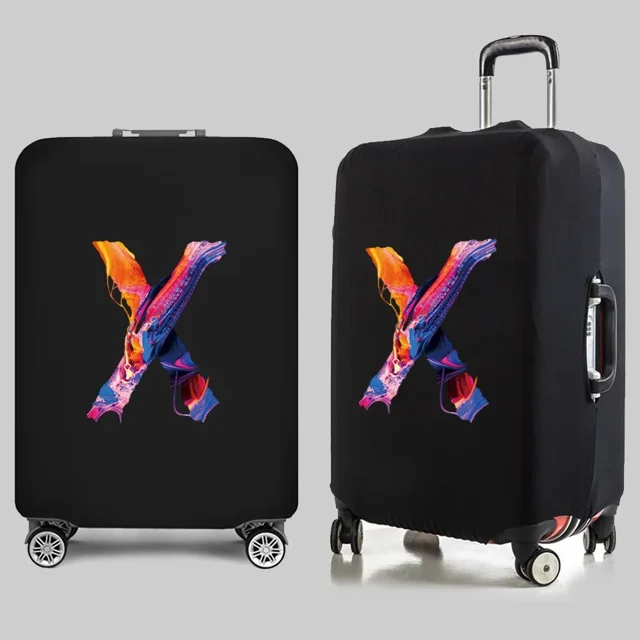 Travel Essentials Suitcase Cover Paint Letters Print for 18-32 Inch Traveling Accessories Bags Trolley Luggage Protective Case 8paintX L