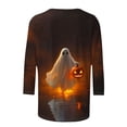 thumbnail image 3 of Chiccall Halloween Print 3/4 Sleeve Plus Size Top for Women Crew Neck Loose Casual Tunic Blouse Fall Fashion Graphic T-Shirt, 3 of 6