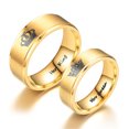 thumbnail image 1 of Juego de anillos de pareja TUNC de compromiso de Acero de titanio negro dorado, 1 of 5