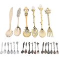 thumbnail image 4 of Juego de cucharillas y tenedores para café, estilo vintage real, de metal, talladas, para leche y café, regalo, 4 of 5