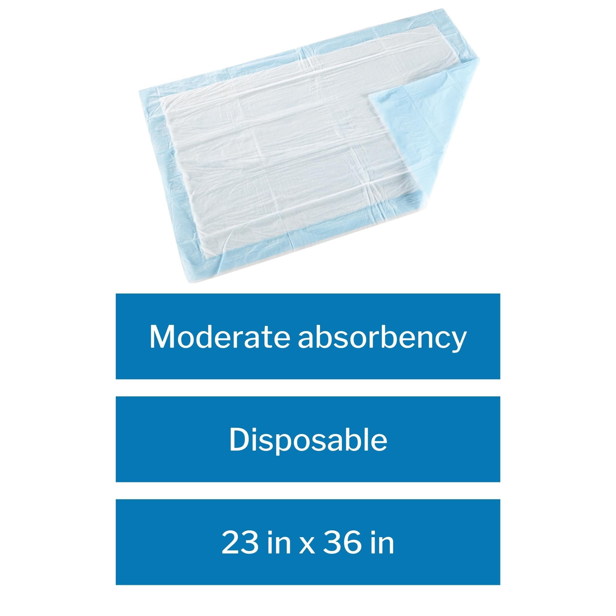 McKesson Underpads, Incontinence Bed Pads, Moderate Absorbency, Polymer, 23 in x 36 in, 150 Count