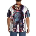 thumbnail image 3 of Lsque Chucky print Men's Cuban Collar Short Sleeve Shirt Summer Beachwear Casual Button Down Fashionable Vacation Leisure Shirt-4X-Large, 3 of 7