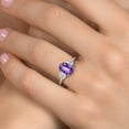 thumbnail image 4 of Gem Stone King 925 Sterling Silver Purple Amethyst and White Topaz Engagement Ring for Women | 2.16 Cttw | Oval Checkerboard 9X7MM | Gemstone February Birthstone | Size 5, 4 of 6