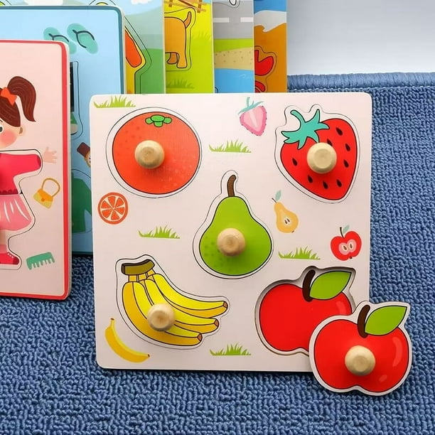 Rompecabezas de madera 3D Montessori para niños juguetes educativos de aprendizaje juegos para bebés rompecabezas para niños de 1 2 y 3 años