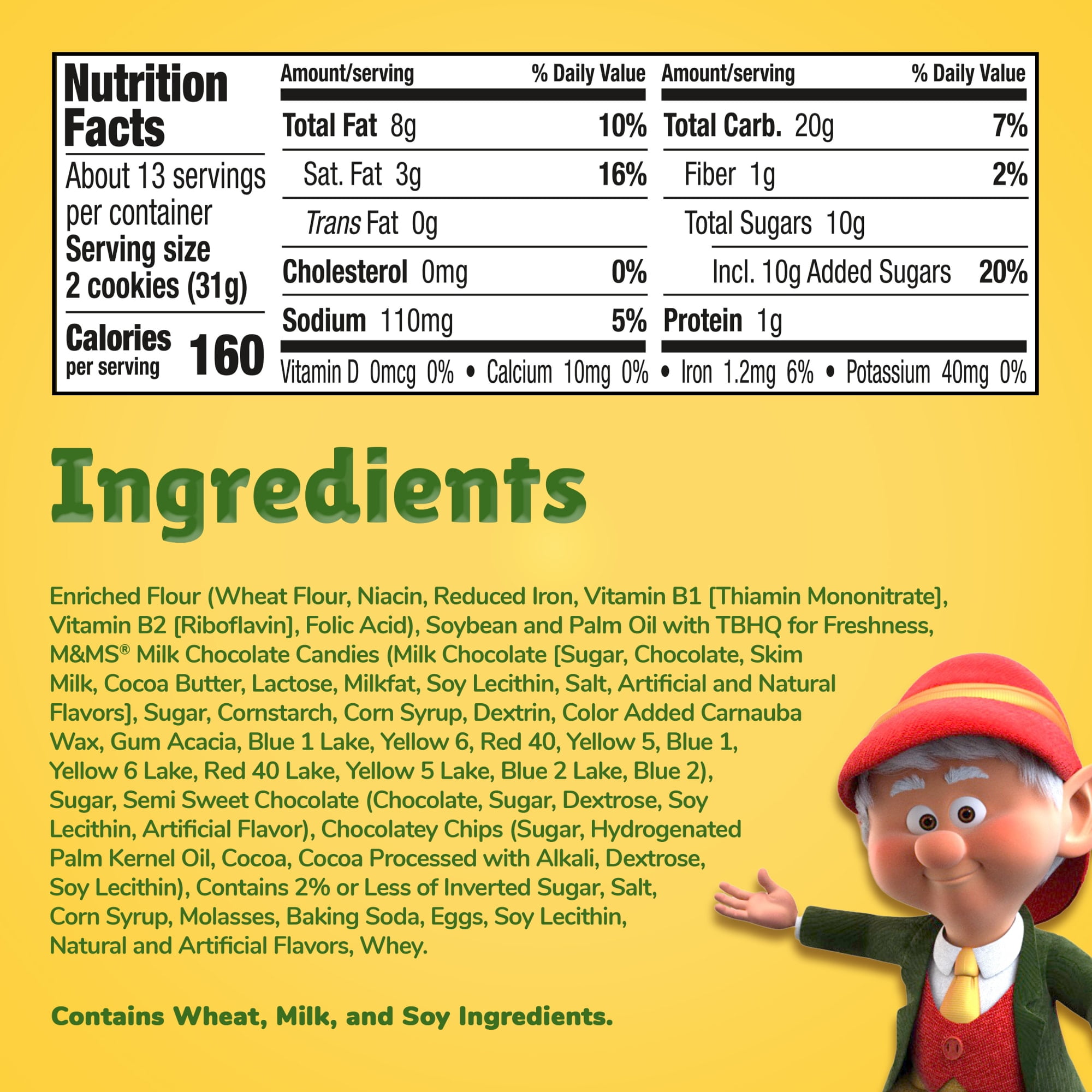 (3 pack) Keebler Chips Deluxe Cookies Made with M&M’s, Chocolate Chip Cookies Made with M&M’s, Family Size, 14.6 oz
