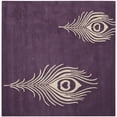 thumbnail image 6 of SAFAVIEH Soho Jarvis Peacock Feather Wool Area Rug, Purple/Ivory, 4' x 4' Round, 6 of 10