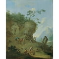 thumbnail image 2 of Norbert Joseph Carl Grund 15x18 Gold Ornate Wood Frame and Double Matted Museum Art Print Titled - Hut on a Forest Height (1760), 2 of 4
