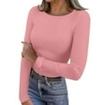 thumbnail image 2 of Haut de sous-Couche à Manches Longues Doublé en Polaire Thermique pour Femmes, Col Rond en Velours Double Face, pour Automne Hiver, Confort Chaud, Rose TTTG, 2 of 7