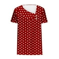 thumbnail image 4 of ZQUUVOU Women's Casual T-Shirt Short Sleeved Printed Button Tops Burgundy (L), 4 of 6