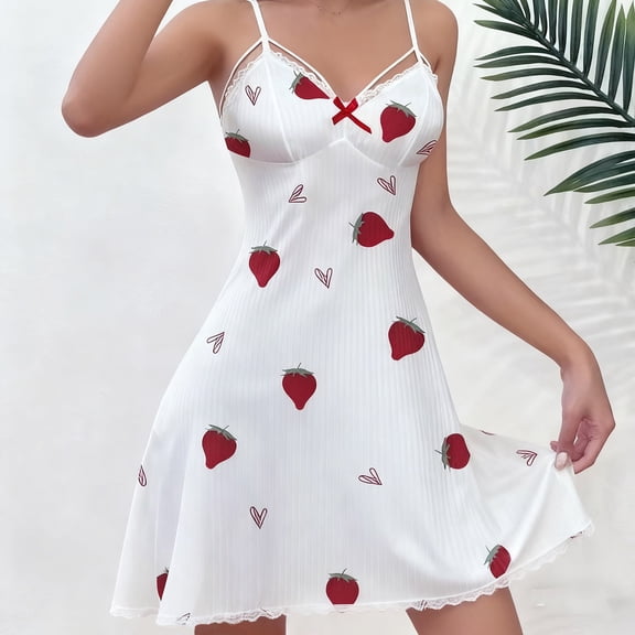 Sakmal Valentines Moomoo Womens Nightgowns Babydoll Love Sleeveless Plus Size Night dress Heart Print Short Nightgowns for Women L