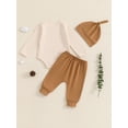 thumbnail image 4 of Suealasg Baby Boys Fall Clothes 3 6 9 12 Months Infant Boys Long Sleeve Letter Print Romper +Long Pants +Hat 3Pcs Casual Autumn Outfits for Newborn Boys, 4 of 7