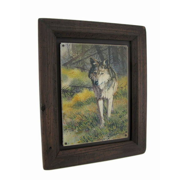 Zeckos Big Sky Carvers Grey Wolf Wood Frame Wall Art
