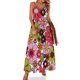 thumbnail image 1 of Vestido sin mangas con estampado floral retro de los años 60 y 70 en color rosa, marrón oscuro, aguacate, verde, naranja y negro, 1 of 7