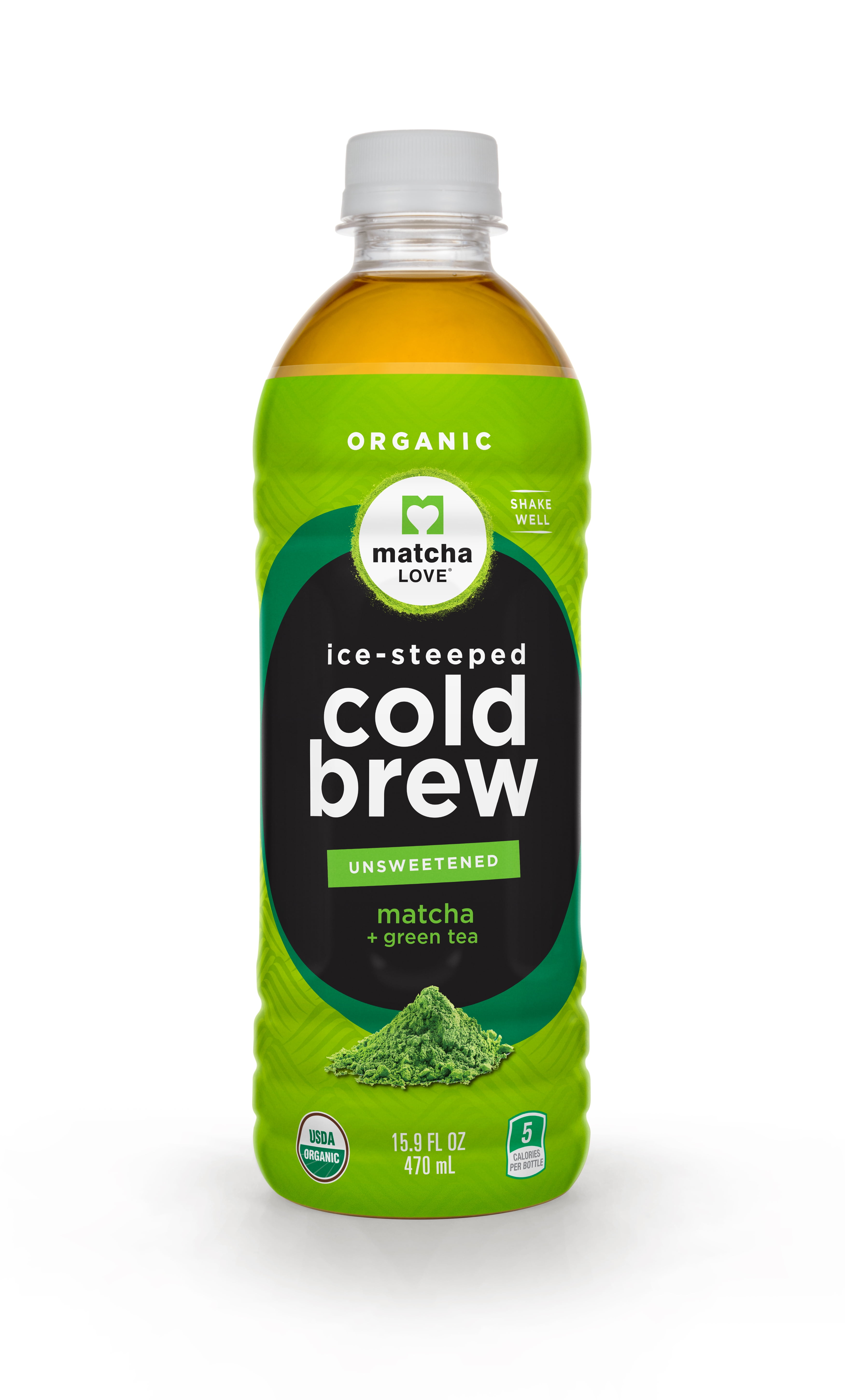 (12 Bottles) Matcha Love Cold Brew Unsweetened Plus Green Tea, 15.9