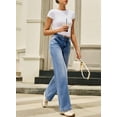 thumbnail image 3 of Jeans de pierna ancha con tacto lateral, cintura alta, vaqueros elásticos para mujer, 3 of 6