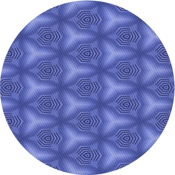 Ahgly Company Machine Washable Indoor Round Transitional Sky Blue Area Rugs, 7' Round