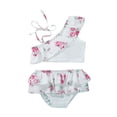 thumbnail image 1 of Traje de baño de dos piezas con volantes y estampado de leopardo y flores para niñas pequeñas de Honeeladyy, 1 of 8