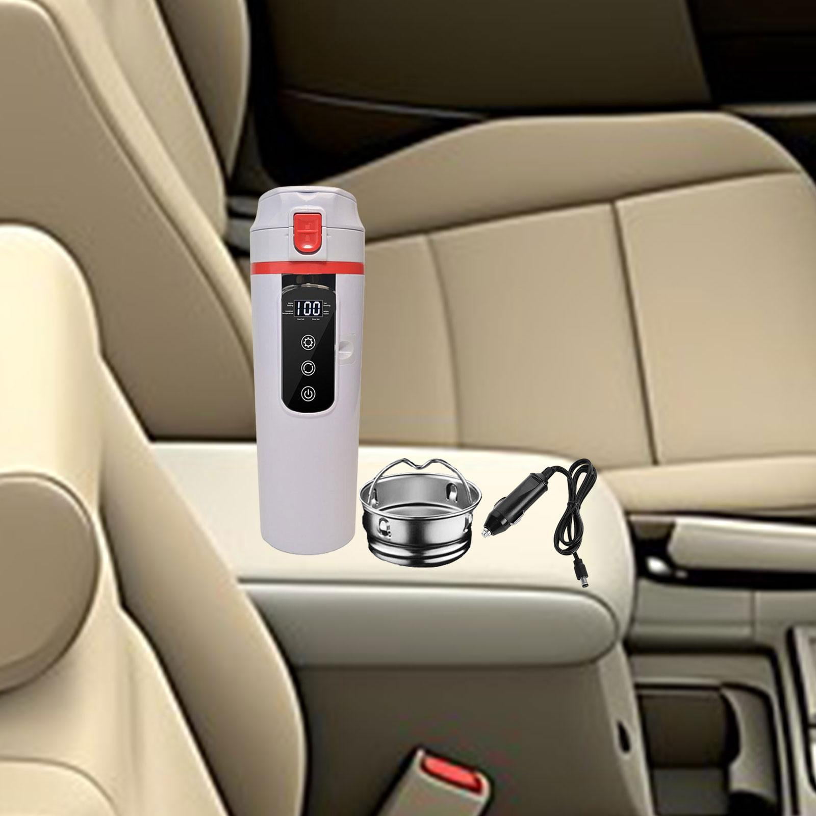 Fiocias 12V 24V Car Kettle Boiler Warmer Portable Stainless Steel Electric Kettle Heater white