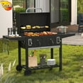 thumbnail image 3 of Vicllax Charcoal Grill with Side Tables Barbecue BBQ Smoker for Patio Cooking Camping Picnic, 3 of 9