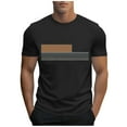 thumbnail image 2 of YHAJDS Men Stripe Print Sport Tee Short Sleeve Crew Neck Summer Gym Top, 2 of 5