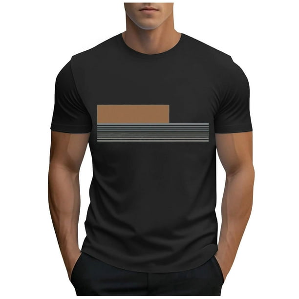 Camisetas de Manga Larga para Hombres, Camiseta Deportiva de Impresión Casual de Nueva Moda, Blusa de Cuello Redondo de Manga Corta
