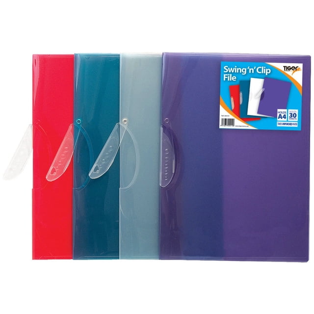 Tiger Stationery Swing 'N' Clip File, Plain, 5 Pack