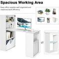 thumbnail image 5 of Computer Desk with Bookcase, 48” Modern Writing Table Desk with Storage Shelves and CPU Stand, Reversible Study Workstation for Home Office Bedroom (White), 5 of 18