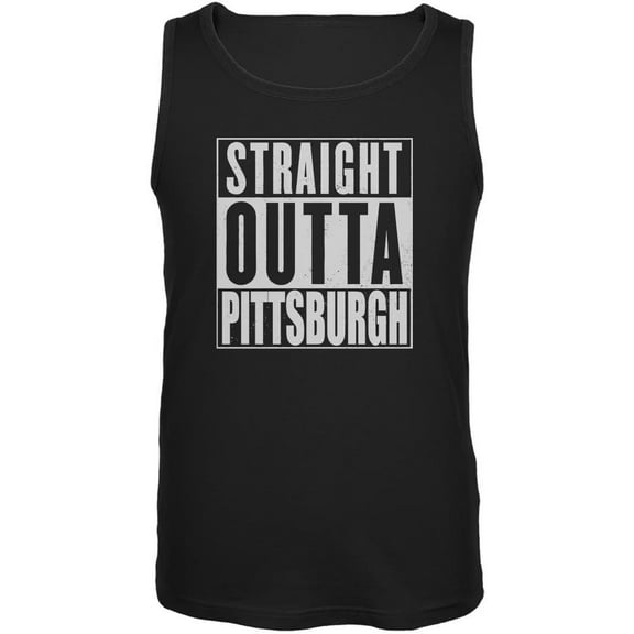 Straight Outta Pittsburgh Black Adult Tank Top - Medium